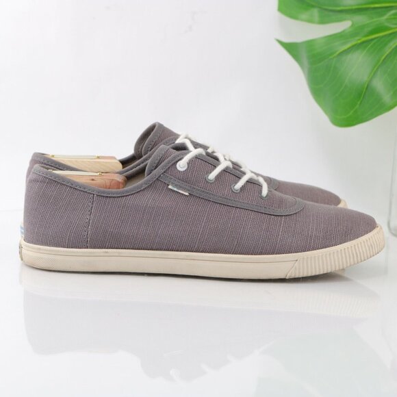 Toms Shoes - Toms Womens Camel Sneaker Size 10 Heritage Gray Canvas Low Top Comfy Lace-Up